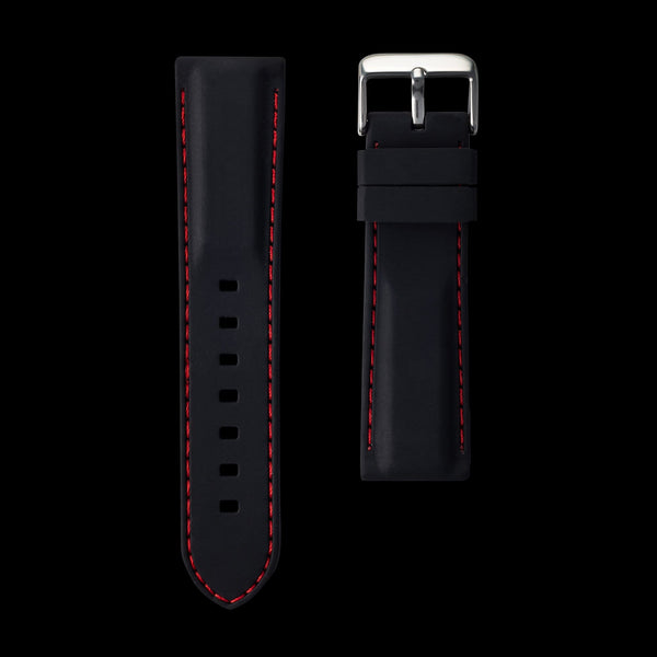 Red Stitching Black Silicone