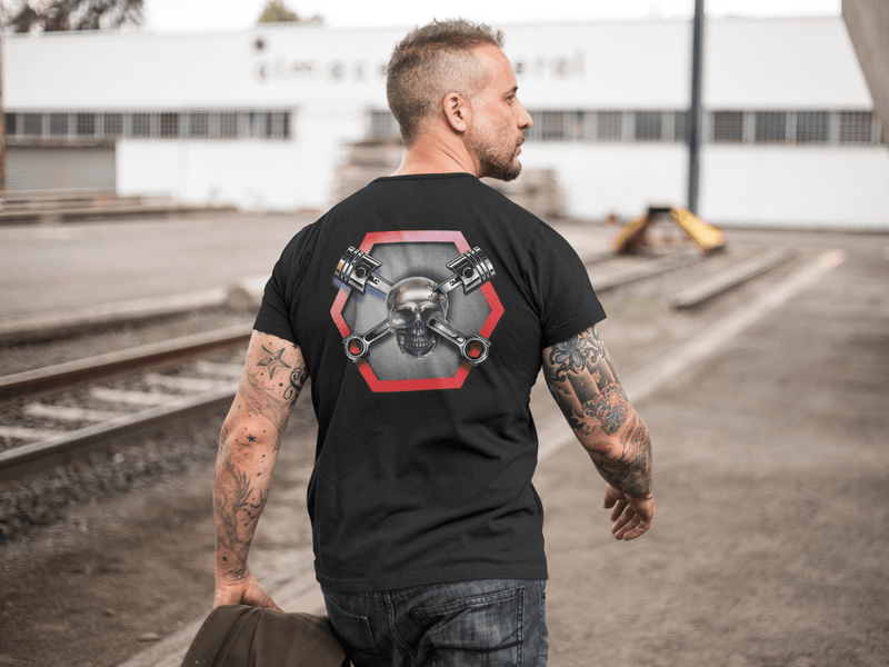 GH SKULL & PISTONS LARGE BACK TSHIRT